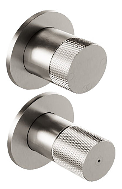 Rubinetterie Treemme 3M 22MM RWIT 11C2 IS 01 + RWIT 22A2 ZZ 01 Miscelatore Monocomando Meccanico Doccia Incasso A Parete Con Deviatore 2 Uscite Due Fori Una Manopola Stile Moderno Senza Piastre Acciaio Spazzolato Opaco Inox Parte Interna Esterna Incluse