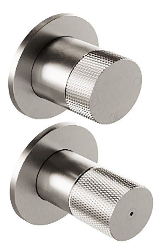 Rubinetterie Treemme 3M 22MM RWIT 11C2 IS 01 + RWIT 22A2 ZZ 01 Miscelatore Monocomando Meccanico Doccia Incasso A Parete Con Deviatore 2 Uscite Due Fori Una Manopola Stile Moderno Senza Piastre Acciaio Spazzolato Opaco Inox Parte Interna Esterna Incluse