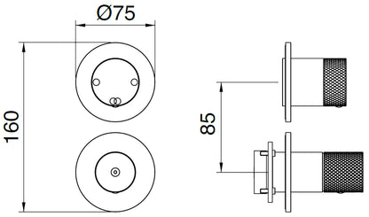 Rubinetterie Treemme 3M 22MM RWIT 11C2 IS 01 + RWIT 22A2 ZZ 01 Miscelatore Monocomando Meccanico Doccia Incasso A Parete Con Deviatore 2 Uscite Due Fori Una Manopola Stile Moderno Senza Piastre Acciaio Spazzolato Opaco Inox Parte Interna Esterna Incluse