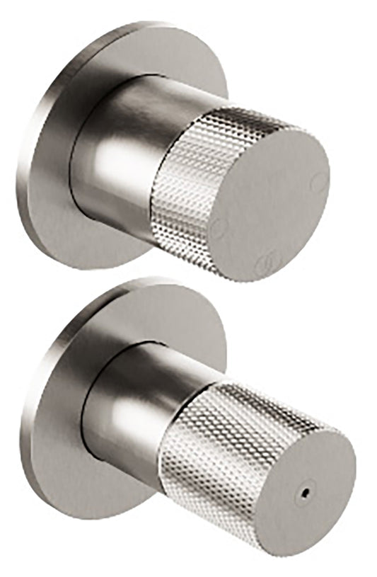 Rubinetterie Treemme 3M 22MM RWIT 11C3 IS 01 + RWIT 22A2 ZZ 01 Miscelatore Monocomando Meccanico Doccia Incasso A Parete Con Deviatore 3 Uscite Due Fori Una Manopola Stile Moderno Senza Piastre Acciaio Spazzolato Opaco Inox Parte Interna Esterna Incluse