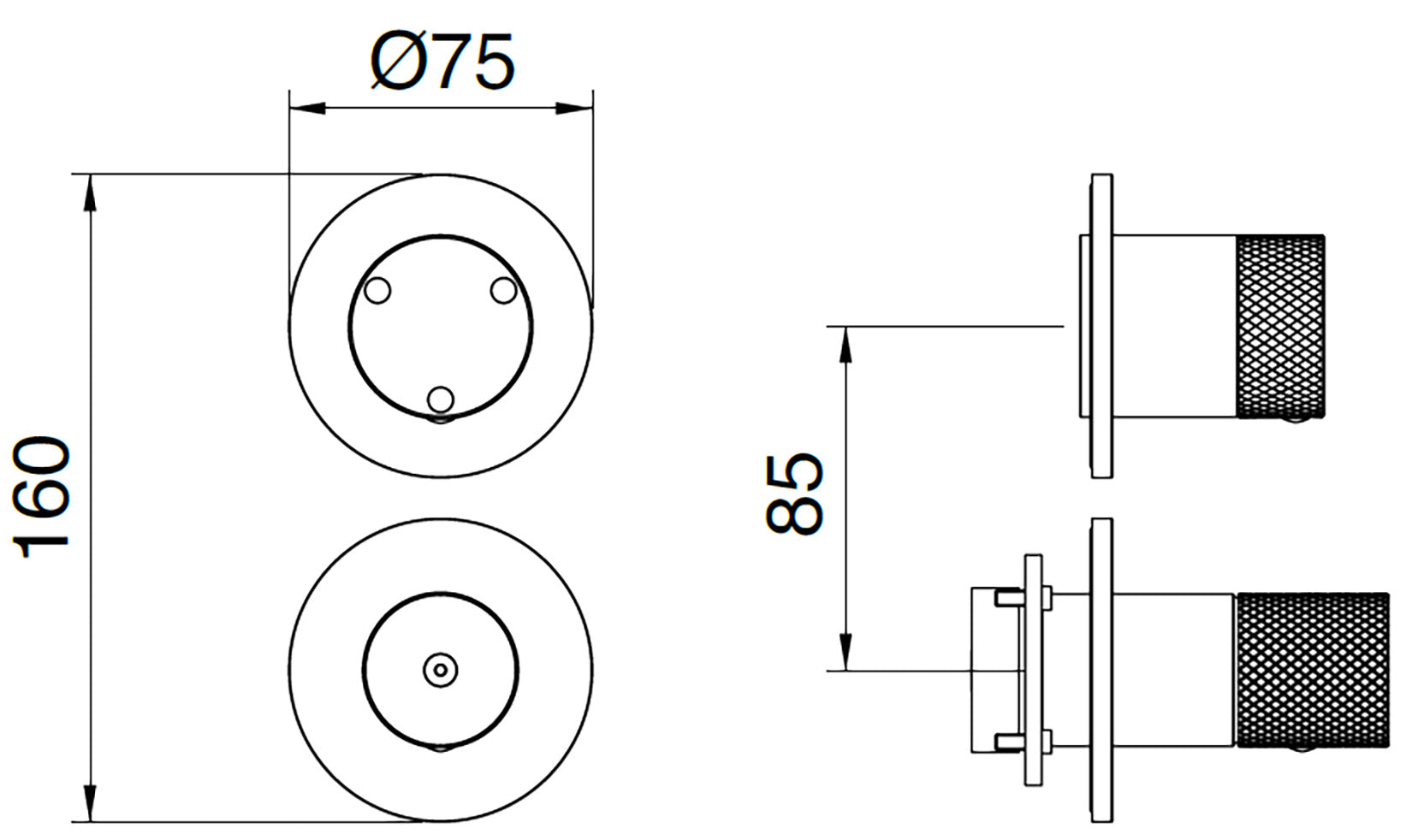 Rubinetterie Treemme 3M 22MM RWIT 11C3 IS 01 + RWIT 22A2 ZZ 01 Miscelatore Monocomando Meccanico Doccia Incasso A Parete Con Deviatore 3 Uscite Due Fori Una Manopola Stile Moderno Senza Piastre Acciaio Spazzolato Opaco Inox Parte Interna Esterna Incluse