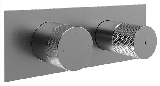 Rubinetterie Treemme 3M 22mm RWIT 11E2 IS 01 + RWIT 22A2 ZZ 01 Miscelatore Monocomando Doccia Incasso Parete Meccanico Deviatore 2 Vie Due Fori Piastra Posizione Orizzontale Staffa Cartongesso Acciaio Inox Spazzolato Opaco Parte Interna Esterna Incluse