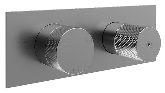 Rubinetterie Treemme 3M 22mm RWIT 11E3 IS 01 + RWIT 22A2 ZZ 01 Miscelatore Monocomando Doccia Incasso Parete Meccanico Deviatore 3 Vie Due Fori Piastra Posizione Orizzontale Staffa Cartongesso Acciaio Inox Spazzolato Opaco Parte Interna Esterna Incluse
