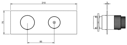Rubinetterie Treemme 3M 22mm RWIT 11E3 IS 01 + RWIT 22A2 ZZ 01 Miscelatore Monocomando Doccia Incasso Parete Meccanico Deviatore 3 Vie Due Fori Piastra Posizione Orizzontale Staffa Cartongesso Acciaio Inox Spazzolato Opaco Parte Interna Esterna Incluse