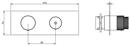 Rubinetterie Treemme 3M 22mm RWIT 11E3 IS 01 + RWIT 22A2 ZZ 01 Miscelatore Monocomando Doccia Incasso Parete Meccanico Deviatore 3 Vie Due Fori Piastra Posizione Orizzontale Staffa Cartongesso Acciaio Inox Spazzolato Opaco Parte Interna Esterna Incluse
