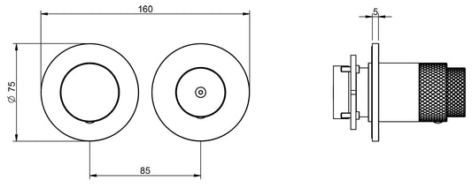 Rubinetterie Treemme 3M 22mm RWIT 11F2 IS 01 + RWIT 22A2 ZZ 01 Miscelatore Monocomando Doccia Incasso Parete Meccanico Deviatore 2 Uscite Due Fori Posizione Orizzontale Staffa Cartongesso Acciaio Inox Spazzolato Opaco Parte Interna Esterna Incluse