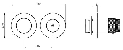 Rubinetterie Treemme 3M 22mm RWIT 11F3 IS 01 + RWIT 22A2 ZZ 01 Miscelatore Monocomando Doccia Incasso Parete Meccanico Deviatore 3 Uscite Due Fori Posizione Orizzontale Staffa Cartongesso Acciaio Inox Spazzolato Opaco Parte Interna Esterna Incluse