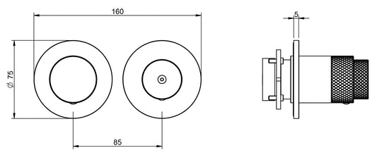 Rubinetterie Treemme 3M 22mm RWIT 11F3 IS 01 + RWIT 22A2 ZZ 01 Miscelatore Monocomando Doccia Incasso Parete Meccanico Deviatore 3 Uscite Due Fori Posizione Orizzontale Staffa Cartongesso Acciaio Inox Spazzolato Opaco Parte Interna Esterna Incluse