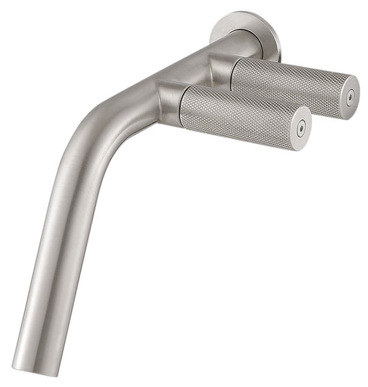 Rubinetterie Treemme 3M 22MM RWIT 3051 IS 03 + RWIT 6051 ZZ 02 Miscelatore Gruppo Monoforo Lavabo A Muro 224 mm 2 Leve Stile Moderno Materiale Acciaio Finitura Acciaio Spazzolato Opaco Inox Parte Interna Incasso Esterna Incluse