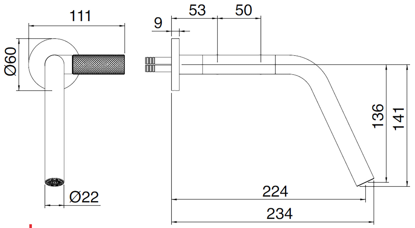Rubinetterie Treemme 3M 22MM RWIT 3051 IS 03 + RWIT 6051 ZZ 02 Miscelatore Gruppo Monoforo Lavabo A Muro 224 mm 2 Leve Stile Moderno Materiale Acciaio Finitura Acciaio Spazzolato Opaco Inox Parte Interna Incasso Esterna Incluse