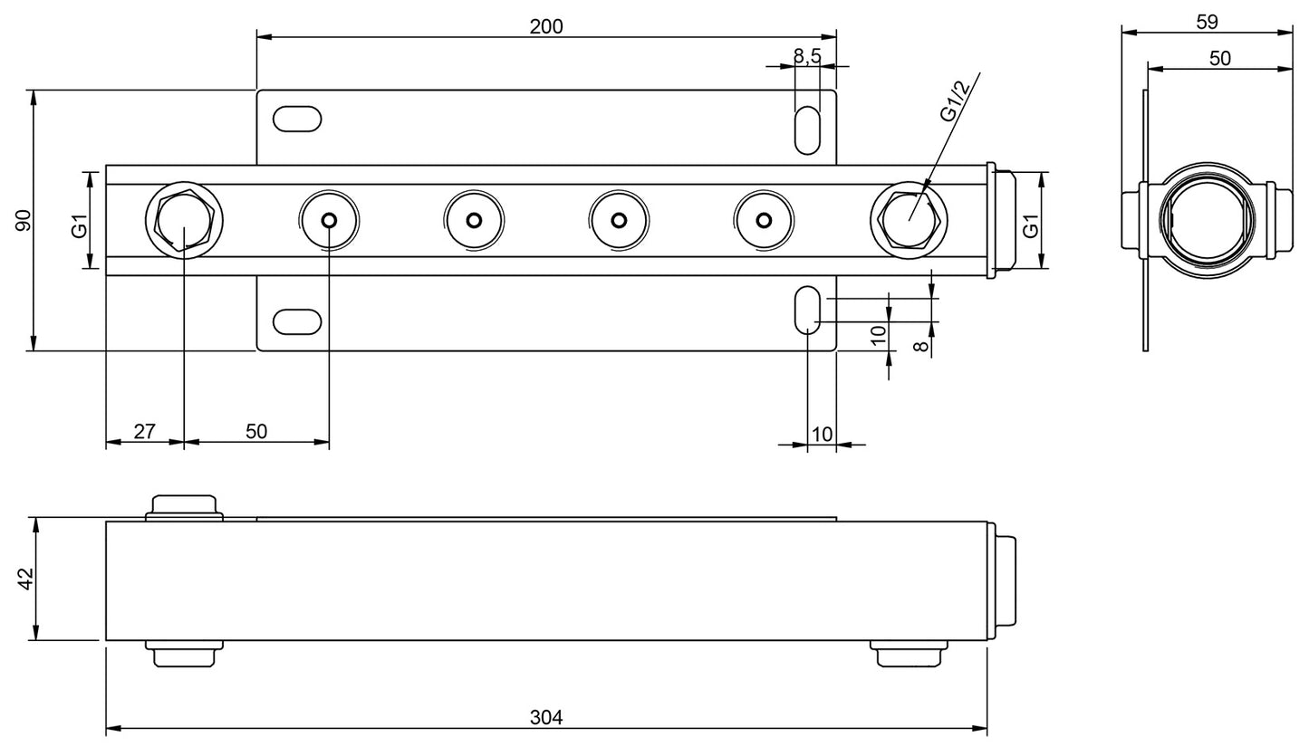 Rubinetterie Treemme 3M 22mm IT 6597 IS ZZ ZZ 4 Soffioni Doccia A Parete Tubolare Cilindrico Rotondo Lunghezza 420 480 mm Getto a Pioggia Stile Moderno Materiale Acciaio Finitura Inox Spazzolato Opaco Collettore Parte Interna Incasso Muro Inclusa