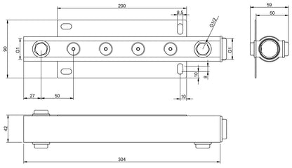 Rubinetterie Treemme 3M 22mm IT 6597 IS ZZ ZZ 4 Soffioni Doccia A Parete Tubolare Cilindrico Rotondo Lunghezza 420 480 mm Getto a Pioggia Stile Moderno Materiale Acciaio Finitura Inox Spazzolato Opaco Collettore Parte Interna Incasso Muro Inclusa
