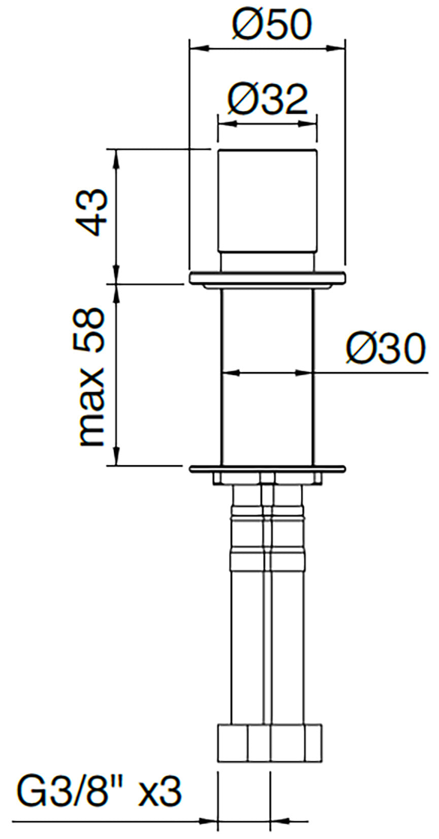 Rubinetterie Treemme 3M 22MM RWIT 6006 IS 04 Monocomando Monoforo Remoto Appoggio Da Piano Per Lavabo Senza Bocca 44 mm Stile Moderno Materiale Acciaio Finitura Acciaio Spazzolato Opaco Inox