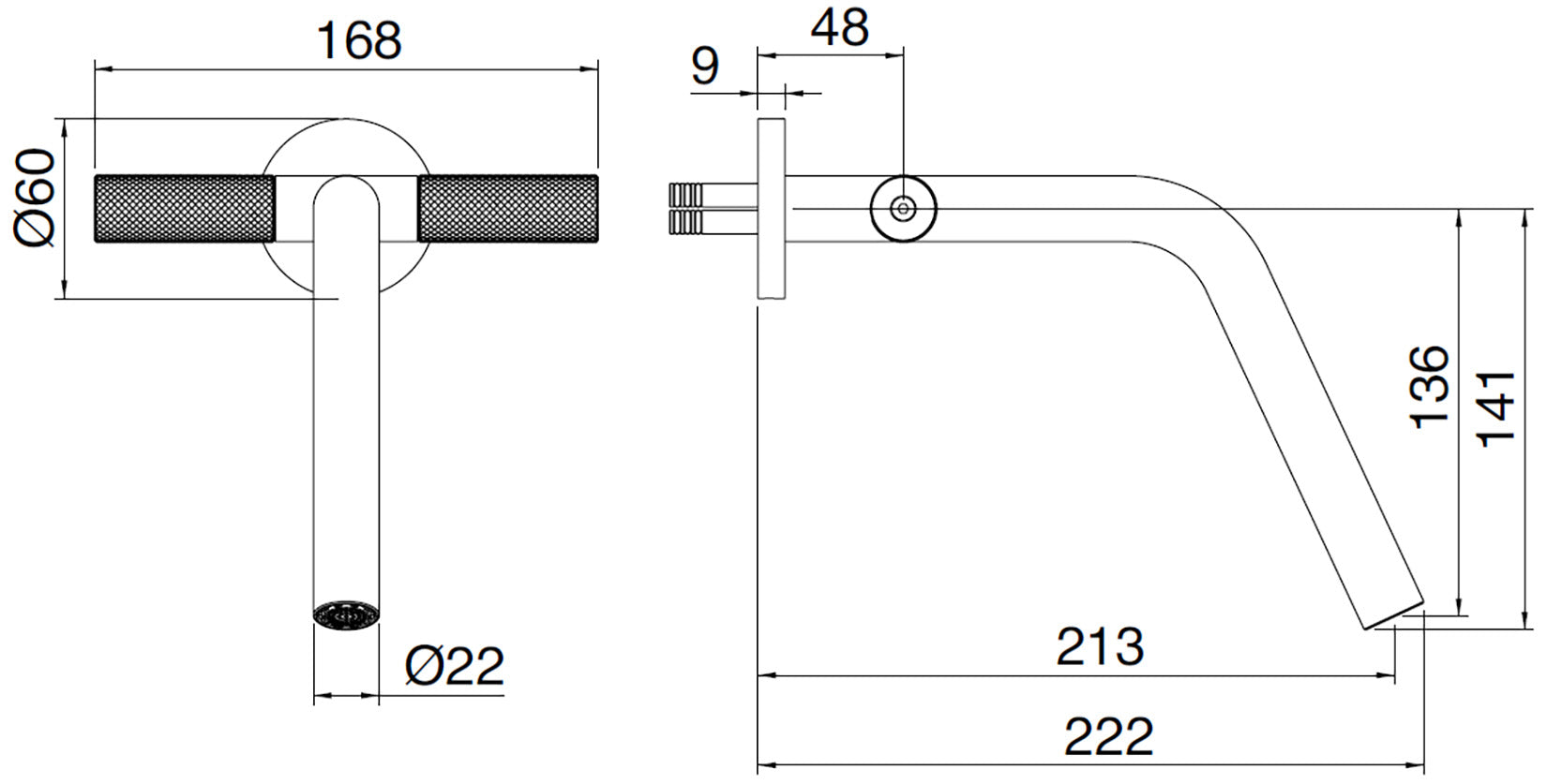 Rubinetterie Treemme 3M 22MM RWIT 6052 IS 03 + RWIT 6051 ZZ 02 Miscelatore Gruppo Monoforo Lavabo A Muro 213 mm 2 Leve Stile Moderno Materiale Acciaio Finitura Acciaio Spazzolato Opaco Inox Parte Interna Incasso Esterna Incluse