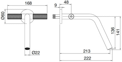 Rubinetterie Treemme 3M 22MM RWIT 6052 IS 03 + RWIT 6051 ZZ 02 Miscelatore Gruppo Monoforo Lavabo A Muro 213 mm 2 Leve Stile Moderno Materiale Acciaio Finitura Acciaio Spazzolato Opaco Inox Parte Interna Incasso Esterna Incluse