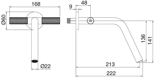 Rubinetterie Treemme 3M 22MM RWIT 6052 IS 03 + RWIT 6051 ZZ 02 Miscelatore Gruppo Monoforo Lavabo A Muro 213 mm 2 Leve Stile Moderno Materiale Acciaio Finitura Acciaio Spazzolato Opaco Inox Parte Interna Incasso Esterna Incluse
