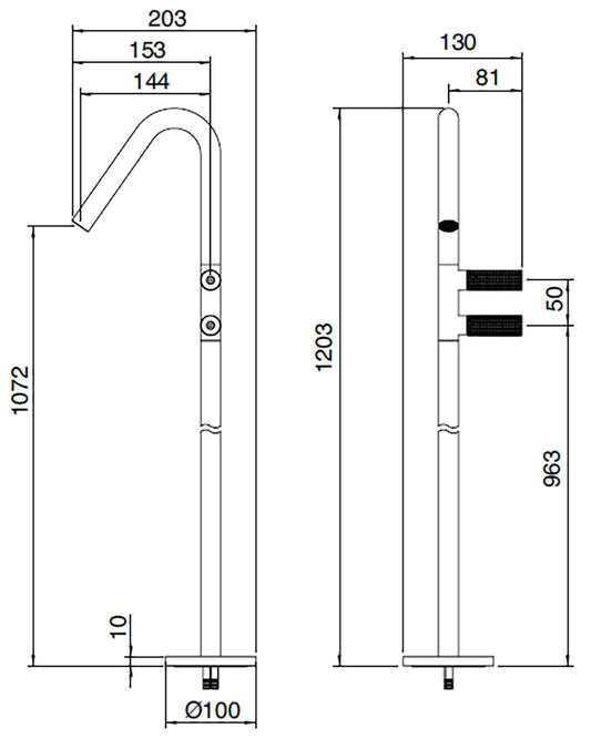 Rubinetterie Treemme 3M 22MM RWIT 6082 IS 01 + RWIT 6051 ZZ 01 Miscelatore Monoforo Lavabo Da Terra Altezza 1203 mm 2 Leve Stile Moderno Materiale Acciaio Finitura Acciaio Spazzolato Opaco Inox Parte Interna Incasso Esterna Incluse
