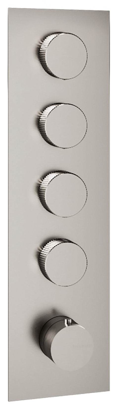 Rubinetterie Treemme 3M 22MM RWIT 6097 IS 31 + RWIT 7297 ZZ 30 Miscelatore Monocomando Termostatico Doccia Incasso A Parete Con Piastra 4 Uscite Cinque Fori Una Manopola Stile Moderno Acciaio Spazzolato Opaco Inox Parte Interna Esterna Incluse