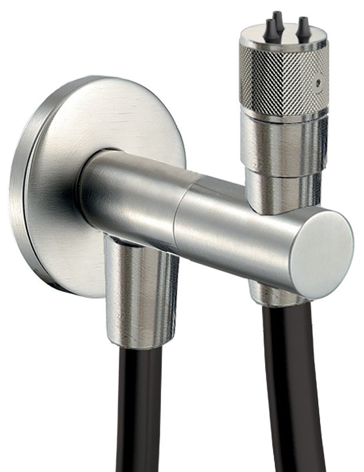 Rubinetterie Treemme 3M 22mm RWIT 6565 IS 15 Idroscopino Per WC Con Doccetta Stilo Rotonda in Metallo Girevole ON / OFF Flessibile in PVC 1 Metro Materiale Acciaio Finitura Inox Spazzolato Opaco
