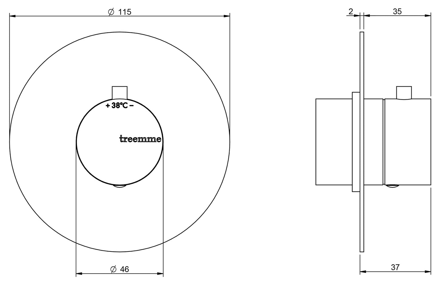 Rubinetterie Treemme 3M 22mm RWIT 7286 IS 80 + RWIT 7286 ZZ 70 Miscelatore Termostatico Doccia Incasso Parete 1 Uscita 1 Foro Stile Moderno Materiale Acciaio Finitura Inox Spazzolato Opaco Parte Interna Esterna Incluse