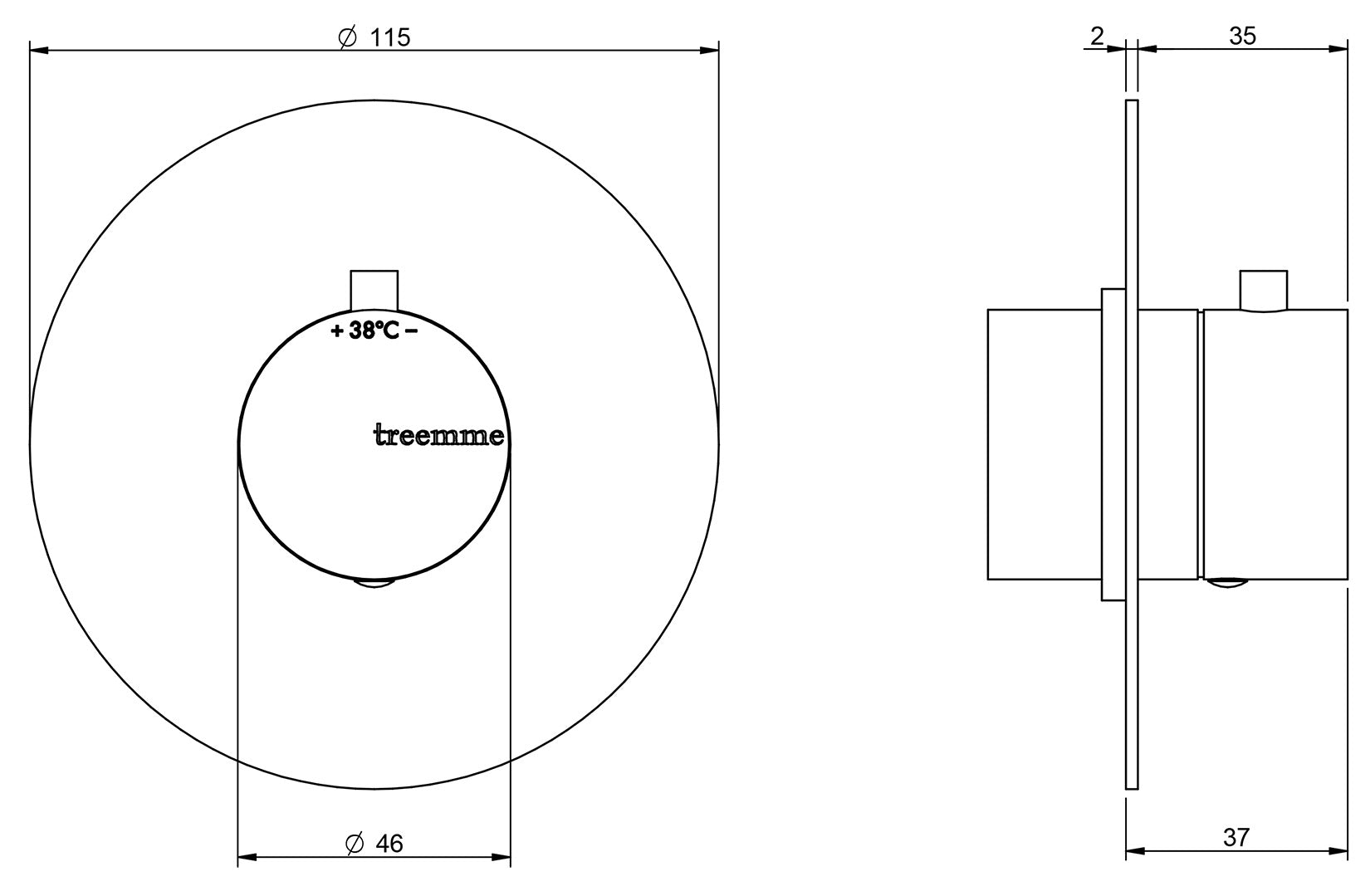 Rubinetterie Treemme 3M 22mm RWIT 7286 IS 80 + RWIT 7286 ZZ 70 Miscelatore Termostatico Doccia Incasso Parete 1 Uscita 1 Foro Stile Moderno Materiale Acciaio Finitura Inox Spazzolato Opaco Parte Interna Esterna Incluse