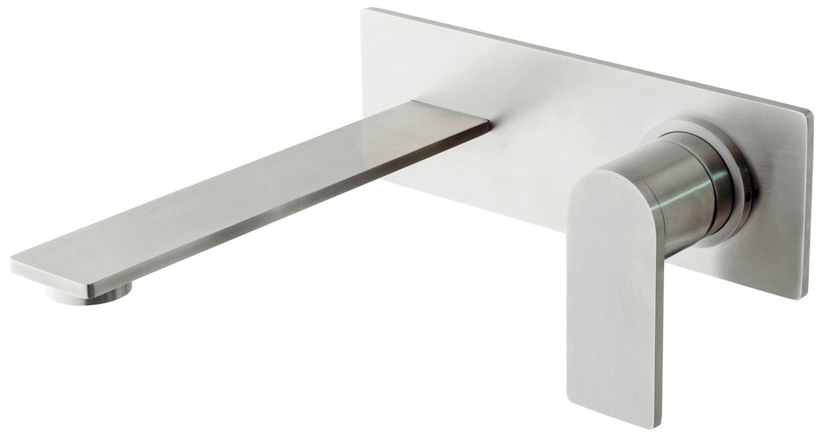 Rubinetterie Treemme 3M 3.6 RWIT 9AA5 IS 02 + RWIT 51A5 ZZ 01 Miscelatore Monocomando Lavabo Incasso 180 a Parete 1 Leva 2 Fori Meccanica Moderno Piastra Lunghezza 200 mm Staffa Cartongesso Acciaio Inox Spazzolato Opaco Parte Interna Esterna Incluse