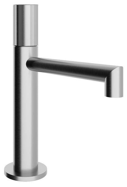 Rubinetterie Treemme 3M 28mm IT 3B11 IS G1 ZZ Miscelatore Monocomando Lavabo 106 Appoggio 1 Manopola Zigrinata Monoforo Miscelazione Meccanica Forma Tonda Stile Moderno Altezza 187 mm Lunghezza 152 mm Materiale Acciaio Finitura Inox Spazzolato Opaco