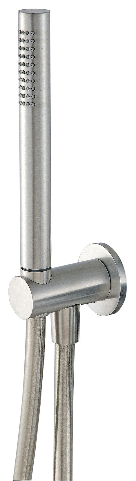 Rubinetterie Treemme 3M 28mm RWIT 2847 IS 71 Duplex Kit Gancio Presa Acqua Parete Doccetta Forma Tonda Materiale Acciaio Finitura Inox Spazzolato Opaco Flessibile PVC Portata 8 Litri Al Minuto