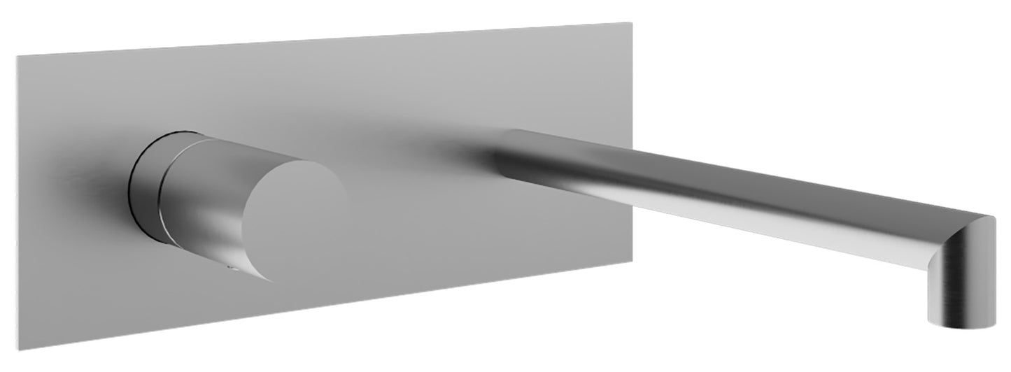 Rubinetterie Treemme 3M 28mm RWIT 3BA7 IS 01 + RWIT 51A5 ZZ 01 Miscelatore Lavabo Incasso 177 Muro 1 Manopola Liscia Sinistra 2 Fori Meccanico Moderno Lunghezza 185 mm Piastra Staffa Cartongesso Acciaio Inox Spazzolato Opaco Parte Interna Esterna Incluse