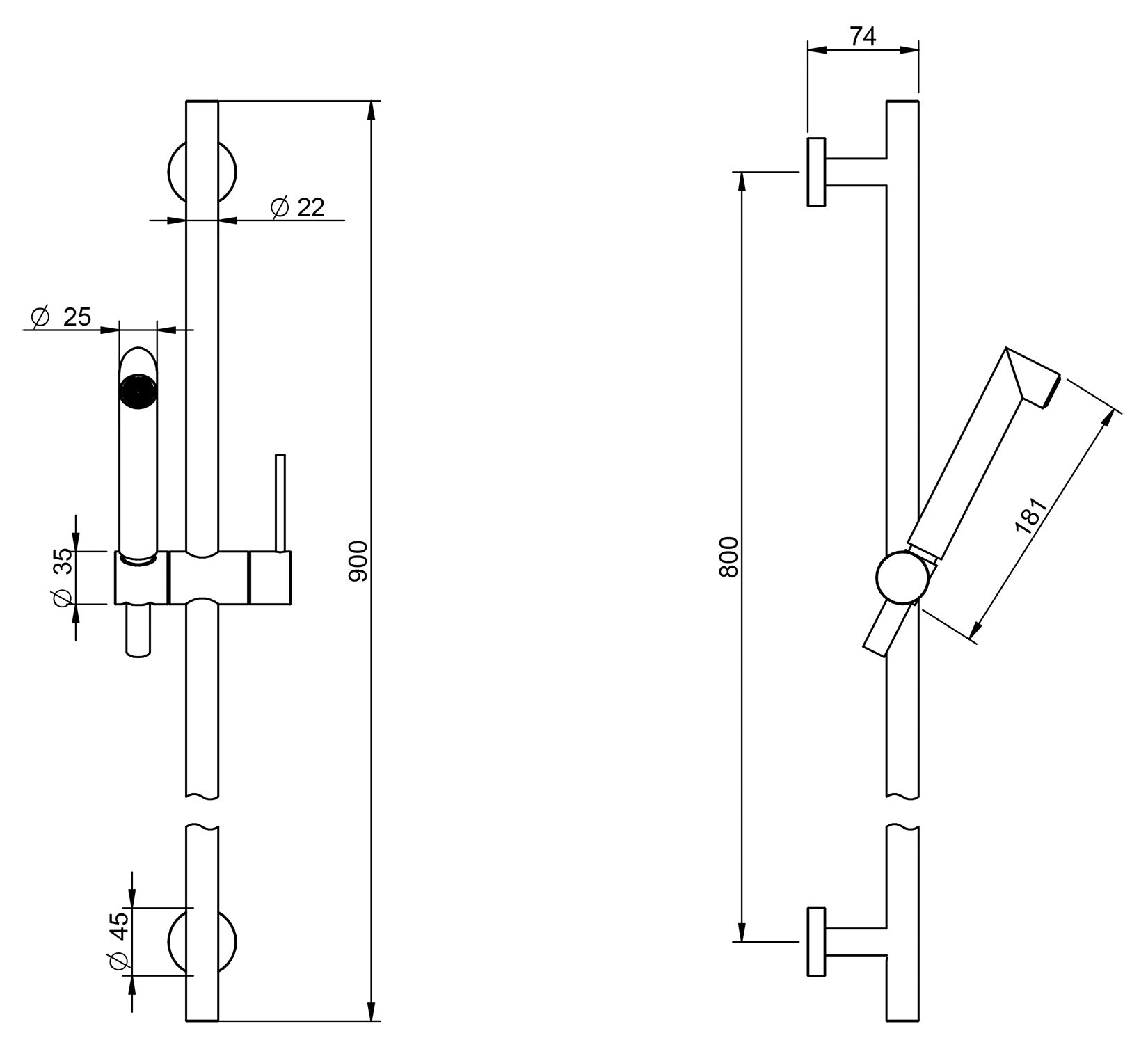 Rubinetterie Treemme 3M 28mm RWIT 3B47 IS 04 Kit Asta Saliscendi Con Doccetta Materiale Acciaio Finitura Inox Spazzolato Opaco Flessibile PVC Senza Presa Acqua a Muro Portata 8 Litri Al Minuto
