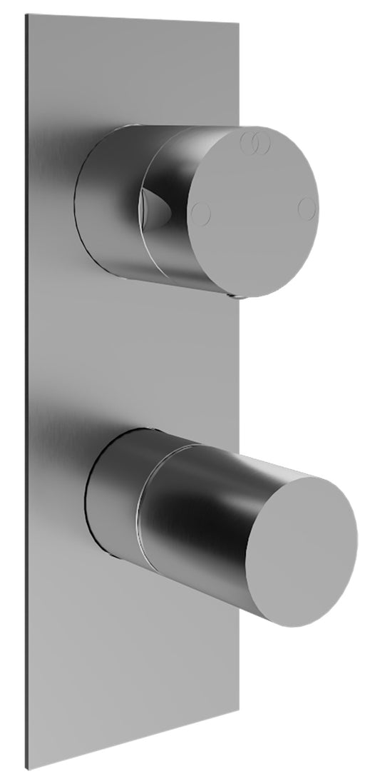 Rubinetterie Treemme 3M 28mm RWIT 3BA2 IS 01 + RWIT 22A2 ZZ 01 Miscelatore Monocomando Doccia Incasso Muro Meccanico Deviatore 2 Vie Due Fori Manopola Liscia Piastra Verticale Staffa Cartongesso Acciaio Inox Spazzolato Opaco Parte Interna Esterna Incluse