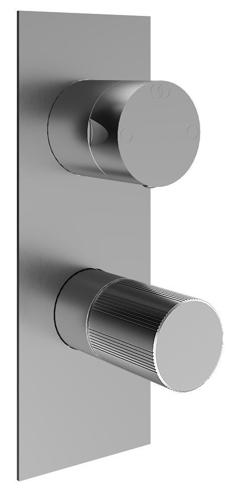 Rubinetterie Treemme 3M 28mm RWIT 3BA2 IS G1 + RWIT 22A2 ZZ 01 Miscelatore Monocomando Doccia Incasso Muro Meccanico Deviatore 2 Vie Due Fori 1 Leva Zigrinata Piastra Verticale Staffa Cartongesso Acciaio Inox Spazzolato Opaco Parte Interna Esterna Incluse