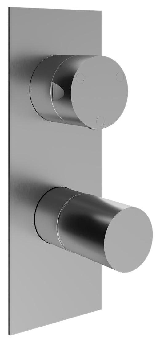Rubinetterie Treemme 3M 28mm RWIT 3BA3 IS 01 + RWIT 22A2 ZZ 01 Miscelatore Monocomando Doccia Incasso Muro Meccanico Deviatore 3 Vie Due Fori Manopola Liscia Piastra Verticale Staffa Cartongesso Acciaio Inox Spazzolato Opaco Parte Interna Esterna Incluse