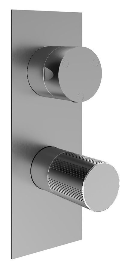 Rubinetterie Treemme 3M 28mm RWIT 3BA3 IS G1 + RWIT 22A2 ZZ 01 Miscelatore Monocomando Doccia Incasso Muro Meccanico Deviatore 3 Vie Due Fori 1 Leva Zigrinata Piastra Verticale Staffa Cartongesso Acciaio Inox Spazzolato Opaco Parte Interna Esterna Incluse
