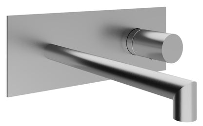 Rubinetterie Treemme 3M 28mm RWIT 3BA5 IS 01 + RWIT 51A5 ZZ 01 Miscelatore Lavabo Incasso 177 Muro 1 Manopola Liscia Destra 2 Fori Meccanico Moderno Lunghezza 185 mm Piastra Staffa Cartongesso Acciaio Inox Spazzolato Opaco Parte Interna Esterna Incluse