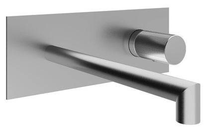 Rubinetterie Treemme 3M 28mm RWIT 3BA5 IS G1 + RWIT 51A5 ZZ 01 Miscelatore Lavabo Incasso 177 Muro 1 Manopola Zigrinata Destra 2 Fori Meccanico Moderno Lunghezza 185 mm Piastra Staffa Cartongesso Acciaio Inox Spazzolato Opaco Parte Interna Esterna Incluse