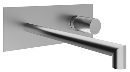 Rubinetterie Treemme 3M 28mm RWIT 3BA6 IS G1 + RWIT 51A5 ZZ 01 Miscelatore Lavabo Incasso 220 Muro 1 Manopola Zigrinata Destra 2 Fori Meccanico Moderno Lunghezza 227 mm Piastra Staffa Cartongesso Acciaio Inox Spazzolato Opaco Parte Interna Esterna Incluse