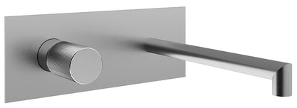 Rubinetterie Treemme 3M 28mm RWIT 3BA7 IS G1 + RWIT 51A5 ZZ 01 Rubinetto Lavabo Incasso 177 Muro 1 Manopola Zigrinata Sinistra 2 Fori Meccanico Moderno Lunghezza 185 mm Piastra Staffa Cartongesso Acciaio Inox Spazzolato Opaco Parte Interna Esterna Incluse