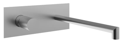 Rubinetterie Treemme 3M 28mm RWIT 3BA9 IS 01 + RWIT 51A5 ZZ 01 Miscelatore Lavabo Incasso 220 Muro 1 Manopola Liscia Sinistra 2 Fori Meccanico Moderno Lunghezza 227 mm Piastra Staffa Cartongesso Acciaio Inox Spazzolato Opaco Parte Interna Esterna Incluse