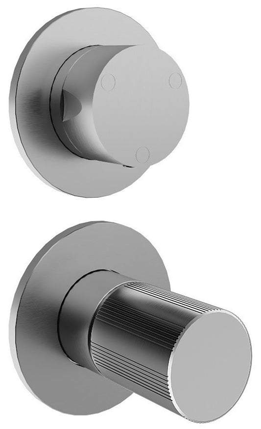 Rubinetterie Treemme 3M 28mm RWIT 3BC3 IS G1 + RWIT 22A2 ZZ 01 Miscelatore Monocomando Doccia Incasso Muro Meccanico Deviatore 3 Vie Due Fori 1 Manopola Zigrinata Verticale Staffa Cartongesso Acciaio Inox Spazzolato Opaco Parte Interna Esterna Incluse