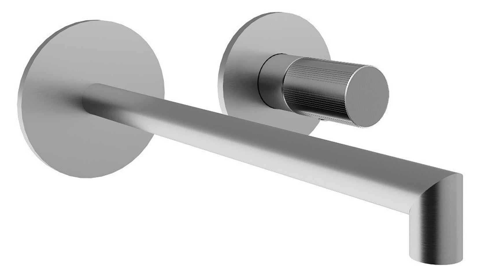 Rubinetterie Treemme 3M 28mm RWIT 3BC6 IS G1 + RWIT 51A5 ZZ 01 Miscelatore Lavabo Incasso 222 Parete 1 Manopola Zigrinata Destra 2 Fori Meccanico Moderno Tondo Lunghezza 230 mm Staffa Cartongesso Acciaio Inox Spazzolato Opaco Parte Interna Esterna Incluse