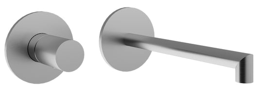 Rubinetterie Treemme 3M 28mm RWIT 3BC7 IS 01 + RWIT 51A5 ZZ 01 Miscelatore Lavabo Incasso 180 Parete 1 Manopola Liscia Sinistra 2 Fori Meccanico Moderno Tondo Lunghezza 188 mm Staffa Cartongesso Acciaio Inox Spazzolato Opaco Parte Interna Esterna Incluse