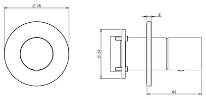 Rubinetterie Treemme 3M 28mm RWIT 3BC8 IS 01 + RWIT 51A8 ZZ 03 Miscelatore Monocomando Remoto Lavabo / Doccia Incasso Muro Meccanico 1 Via Monoforo Una Manopola Liscia Tonda Staffa Cartongesso Acciaio Inox Spazzolato Opaco Parte Interna Esterna Incluse