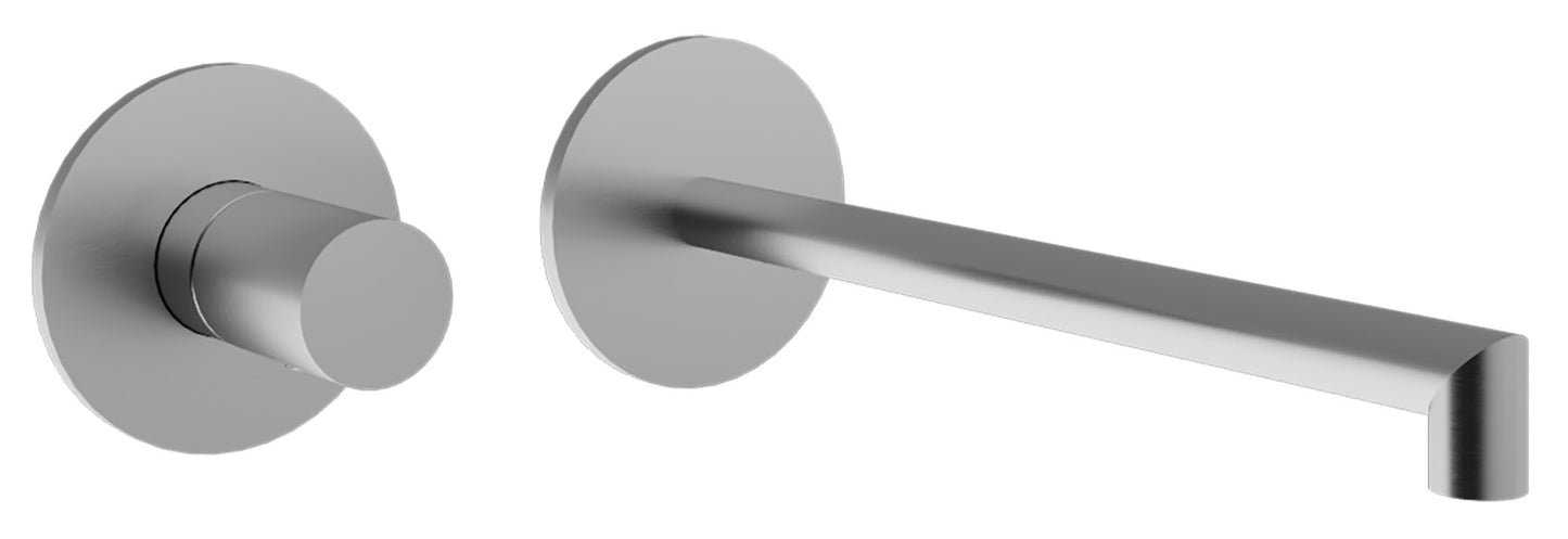 Rubinetterie Treemme 3M 28mm RWIT 3BC9 IS 01 + RWIT 51A5 ZZ 01 Miscelatore Lavabo Incasso 222 Parete 1 Manopola Liscia Sinistra 2 Fori Meccanico Moderno Tondo Lunghezza 230 mm Staffa Cartongesso Acciaio Inox Spazzolato Opaco Parte Interna Esterna Incluse