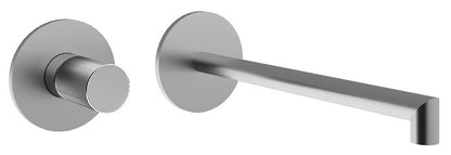 Rubinetterie Treemme 3M 28mm RWIT 3BC9 IS G1 + RWIT 51A5 ZZ 01 Miscelatore Lavabo Incasso 222 Muro 1 Manopola Zigrinata Sinistra 2 Fori Meccanico Moderno Tondo Lunghezza 230 mm Staffa Cartongesso Acciaio Inox Spazzolato Opaco Parte Interna Esterna Incluse