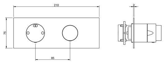 Rubinetterie Treemme 3M 28mm RWIT 3BE2 IS 01 + RWIT 22A2 ZZ 01 Miscelatore Monocomando Doccia Incasso Muro Meccanico Deviatore 2 Vie Due Fori 1 Leva Liscia Piastra Orizzontale Staffa Cartongesso Acciaio Inox Spazzolato Opaco Parte Interna Esterna Incluse