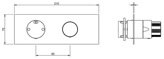 Rubinetterie Treemme 3M 28mm RWIT 3BE2 IS G1 + RWIT 22A2 ZZ 01 Miscelatore Monocomando Doccia Incasso Muro Meccanico Deviatore 2 Vie 2 Fori 1 Leva Zigrinata Piastra Orizzontale Staffa Cartongesso Acciaio Inox Spazzolato Opaco Parte Interna Esterna Incluse