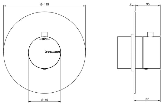 Rubinetterie Treemme 3M 28mm RWIT 7286 IS 80 + RWIT 7286 ZZ 70 Miscelatore Termostatico Doccia Incasso Parete 1 Uscita 1 Foro Stile Moderno Materiale Acciaio Finitura Inox Spazzolato Opaco Parte Interna Esterna Incluse