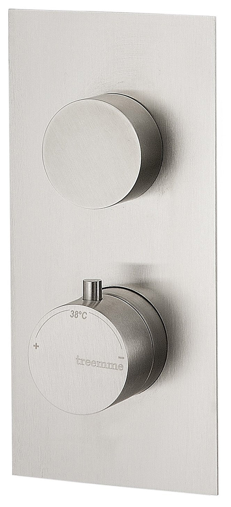 Rubinetterie Treemme 3M 28mm RWIT 8A46 IS 03 + RWIT 8A46 ZZ 20 Miscelatore Termostatico Doccia Incasso Parete Deviatore 2 Uscite 2 Fori Con Piastra Verticale Staffa Cartongesso Stile Moderno Acciaio Inox Spazzolato Opaco Parte Interna Esterna Incluse