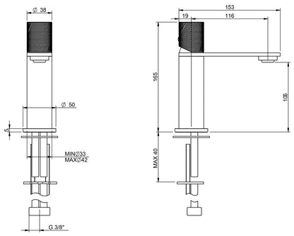 Rubinetterie Treemme 3M 3.6 IT 9A11 IS TZ ZZ Miscelatore Monocomando Lavabo 106 Appoggio 1 Manopola Monoforo Miscelazione Meccanica Stile Moderno Altezza 165 mm Lunghezza 153 mm Materiale Acciaio Finitura Inox Spazzolato Opaco